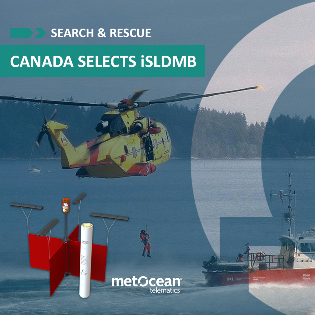 Image of iSLDMB product over a background of a Search and Rescue operation